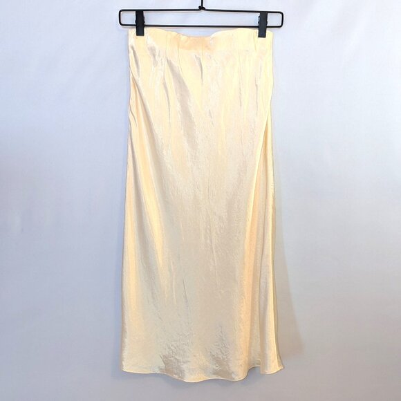 Babaton | Aritzia High-Rise Satin Midi Slip Skirt Cream Butter Yellow | Size 4 - Picture 5 of 9